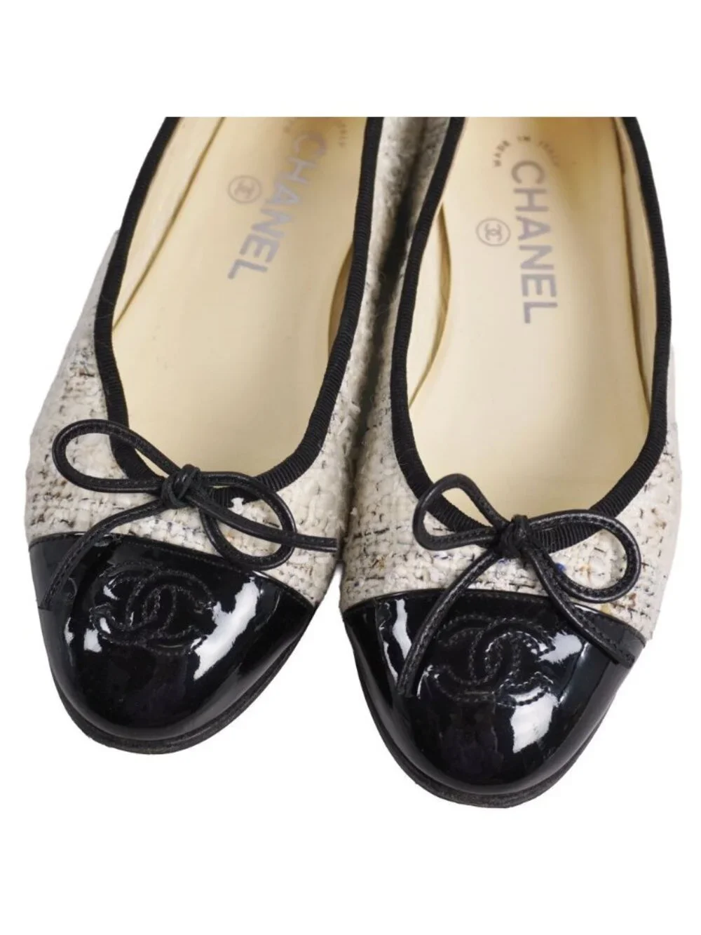Chanel Pumps Ballerina Ribbon Twi Flat